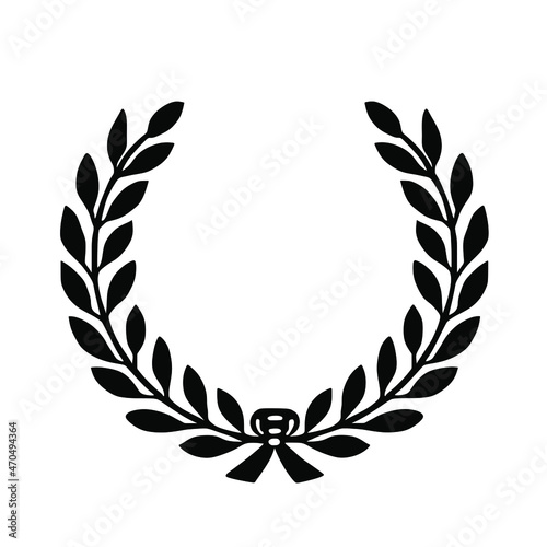 Laurel wreath vector silhouette illustration isolated on white background. Excellent and superior price for winner.