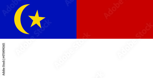 Banner Flag of Malacca state and federal territory of Malaysia vector illustration. Emblem of Malacca.
