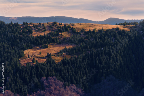 Beautiful autumn sunset in the Carpathian mountains