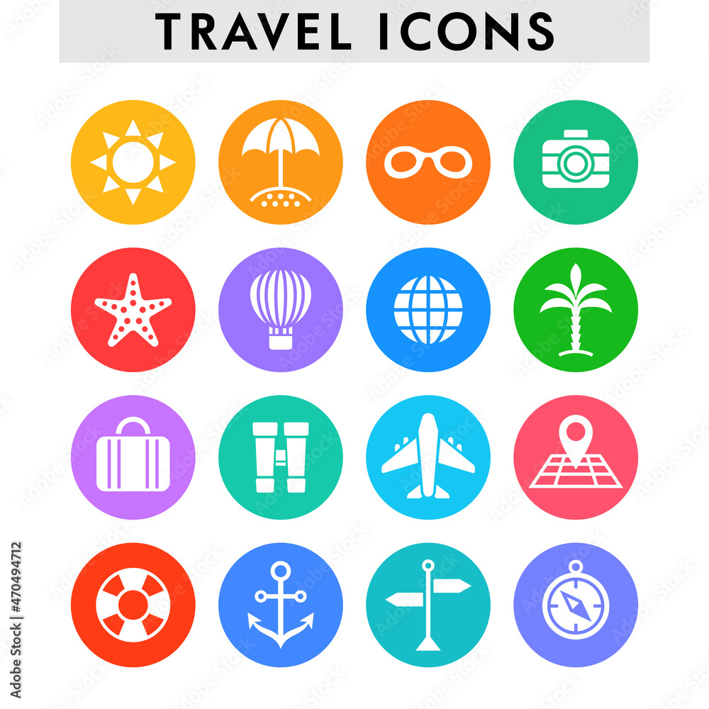 Set of icons on a theme travel and tourism. Set of icons on a theme travel and tourism.