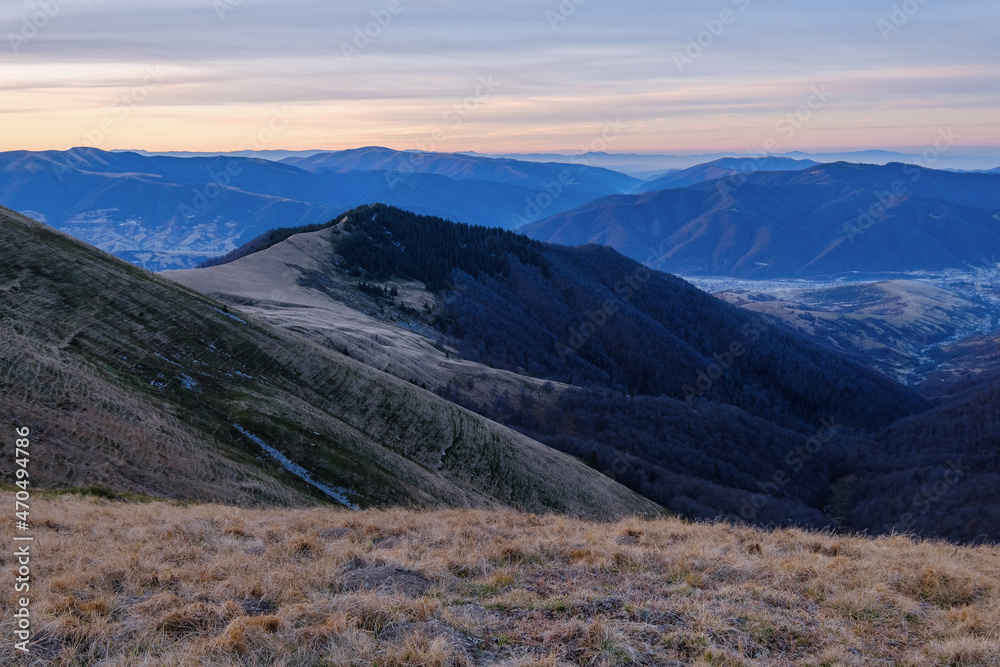 Beautiful autumn sunrise in the Carpathian mountains