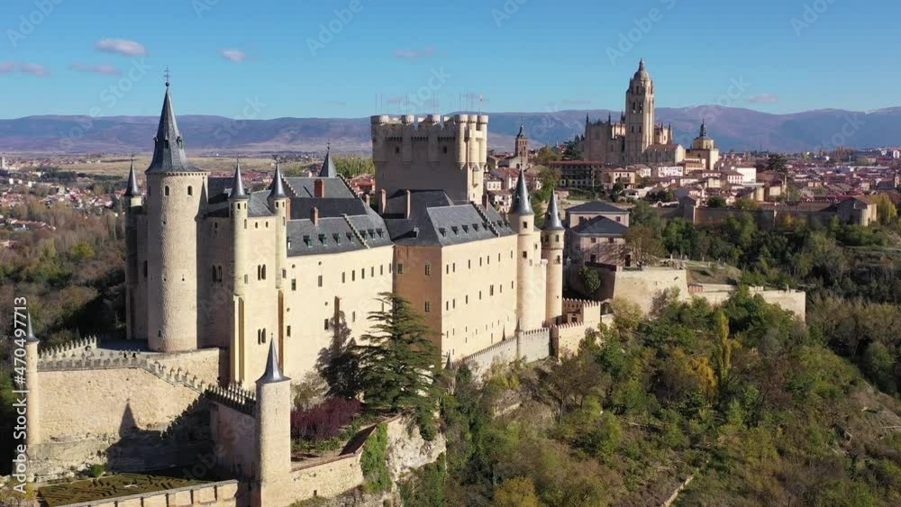 Aerial view of fortress Alcazar of Segovia, Spain. World Heritage Site Aerial view of fortress Alcazar of Segovia, Spain. World Heritage Site