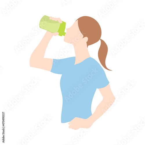 プロテインを飲む女性