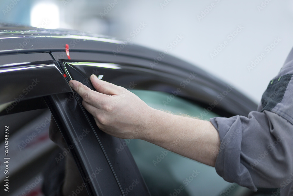 Deflectors for side Windows of the car.Car accessory. Additional equipment.