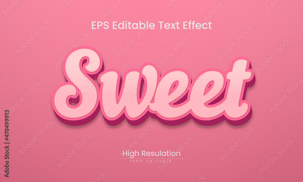  Sweet 3d text effect editable vector file