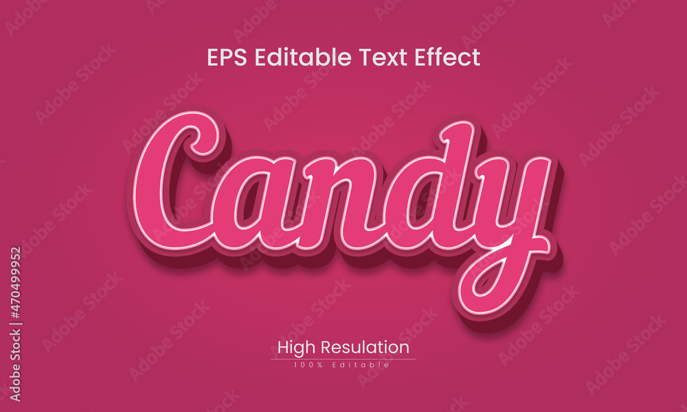 Candy 3d text effect with colorful background 