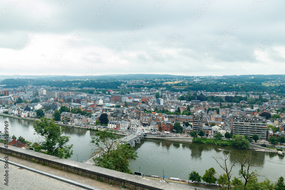 Panoramic view of city Namur, Wallonia, Belgium in summer