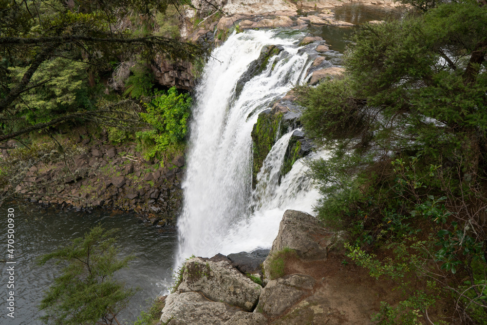 Beautiful Rainbow Falls with cave, Kerikeri area, Northland, New Zealand Beautiful Rainbow Falls with cave, Kerikeri area, Northland, New Zealand