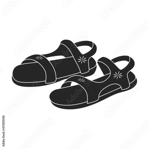 Sandal vector black icon. Vector illustration flipflop on white background. Isolated black illustration icon of sandal.