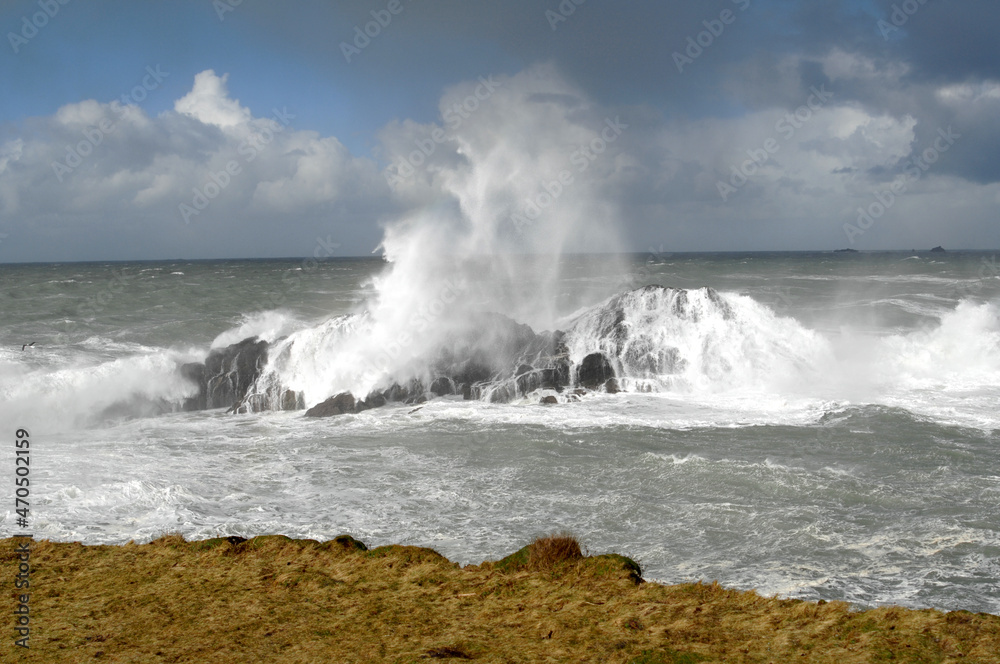 North Cornwall United Kingdom Porthmear storm at sea