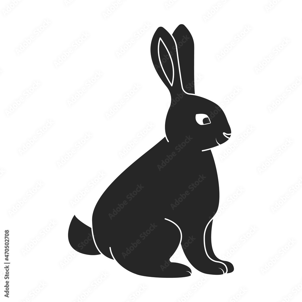 Obraz premium Rabbit vector icon.Black vector icon isolated on white background rabbit.