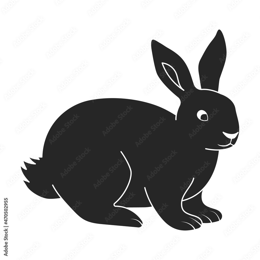 Fototapeta premium Rabbit vector icon.Black vector icon isolated on white background rabbit.