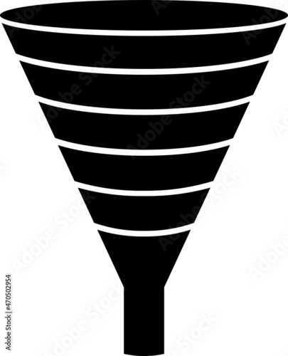 3D Funnel with six (6) levels, segments, or channels