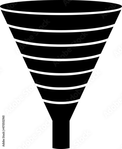 3D Funnel with seven (7) levels, segments, or channels