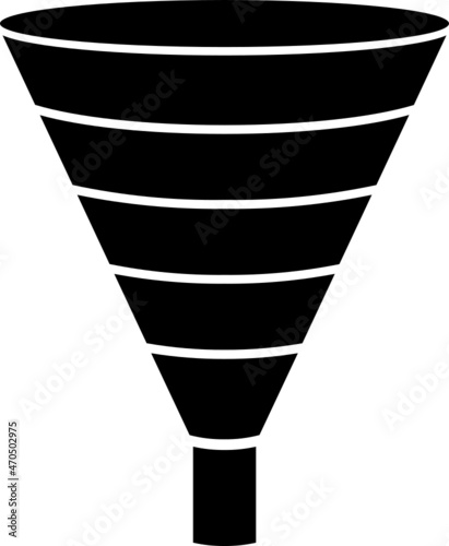 3D Funnel with five (5) levels, segments, or channels