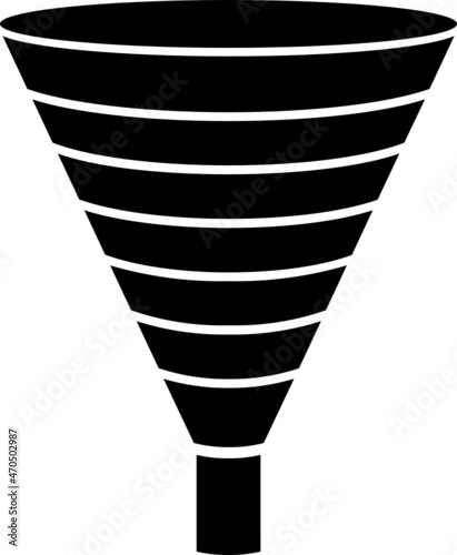 3D Funnel with seven (7) levels, segments, or channels
