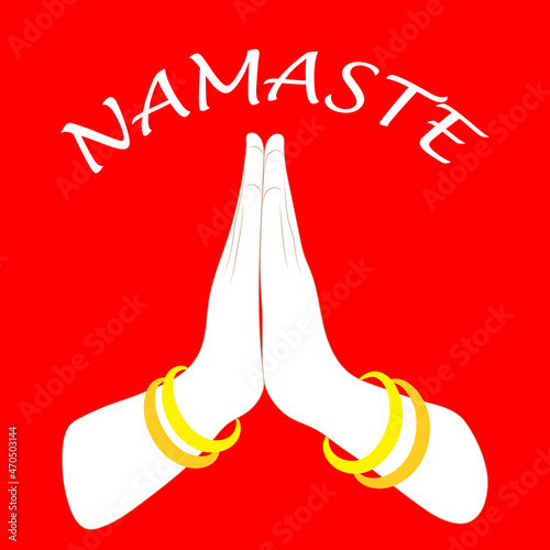 easy to edit vector illustration Indian womans hand greeting posture of namaste