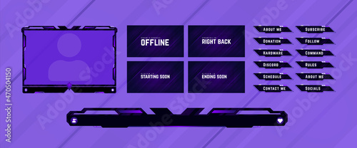 Purple Gaming Twitch stream overlay package for streamers photo