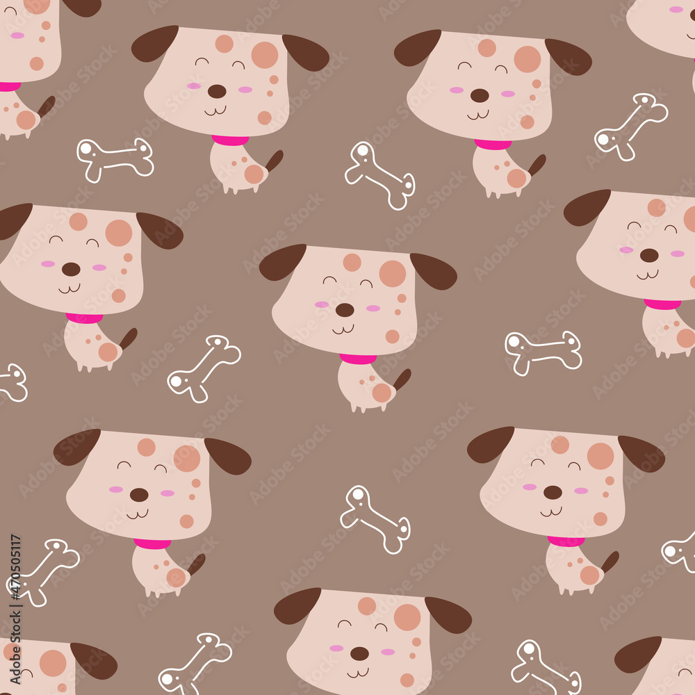 Seamless pattern with cute cartoon dog and bones Seamless pattern with cute cartoon dog and bones