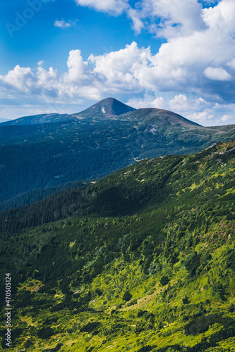 Mountain landscape with clouds, Carpathians Mountains, Petros.