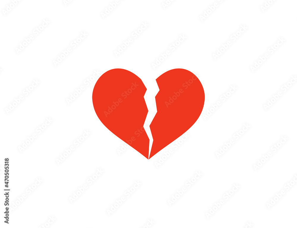 Broken heart icon. Vector illustration. Flat design.