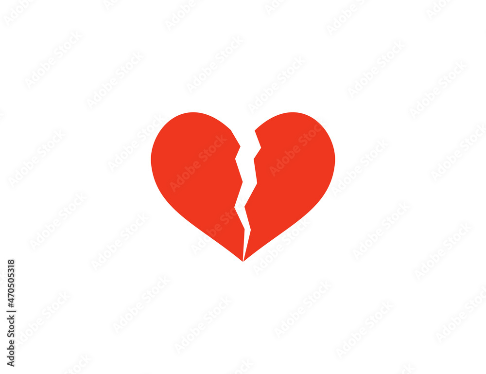 Broken heart icon. Vector illustration. Flat design. Broken heart icon. Vector illustration. Flat design.