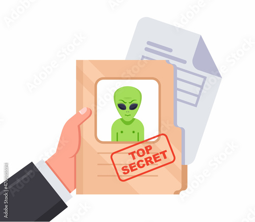 declassified data on aliens. documents about extraterrestrial civilizations. flat vector illustration. photo