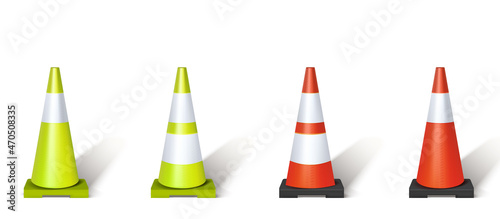 Speed bump Barricade safety cone construction.Work safety barrier. Road accident, Detour obstacles.