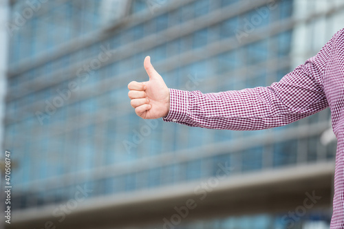 Man showings thumb up