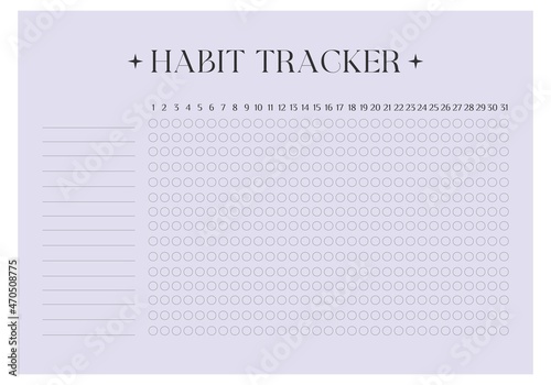 Modern collection of habit tracker daily weekly monthly planner printable template with blue background. Collection of note paper, to do list, stickers templates. Blank white notebook page A4. photo