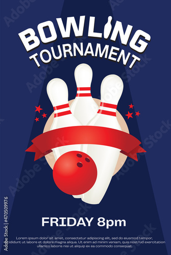 Bowling league tournament flyer poster design vector