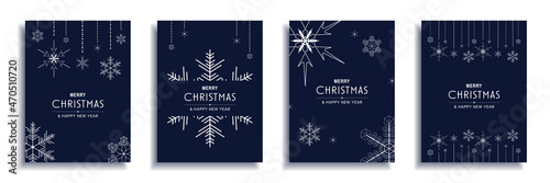 Obraz na plátně Merry Christmas and New Year 2022 brochure covers set