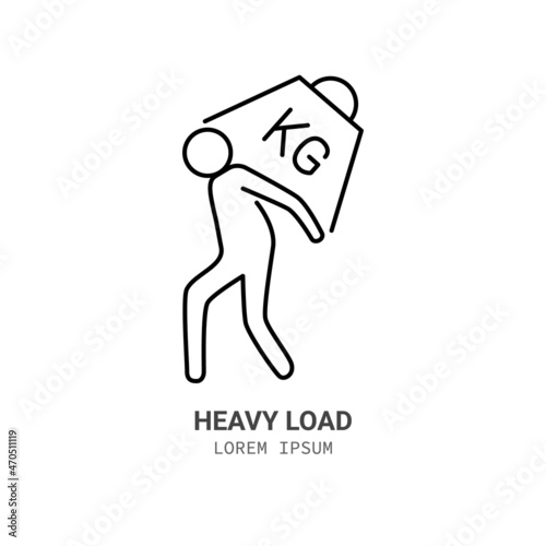 Psychological heavy load line icon concept. a person carries a load outline stroke element. Psychologist counseling. Anxiety, psychotherapy, depression. Editable stroke vector illustration