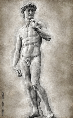 Digital sketch of David of Michelangelo