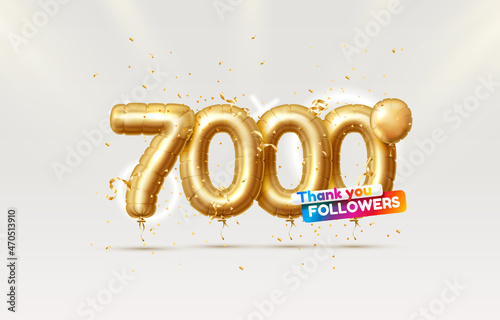 Thank you followers peoples, 7k online social group, happy banner celebrate, Vector photo