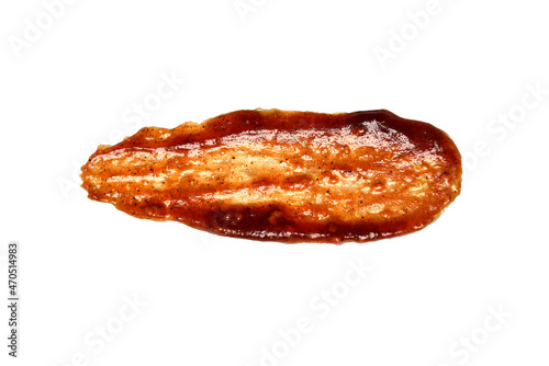 Tasty sauce smeared on white background isolated