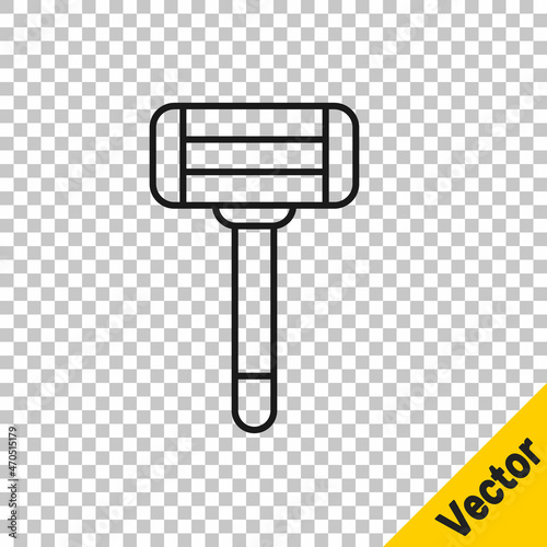 Black line Shaving razor icon isolated on transparent background. Vector