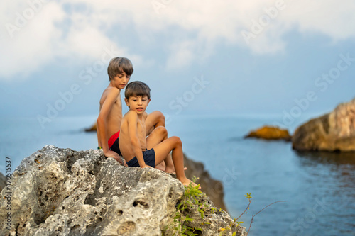 Brothers Enjoying Sea View