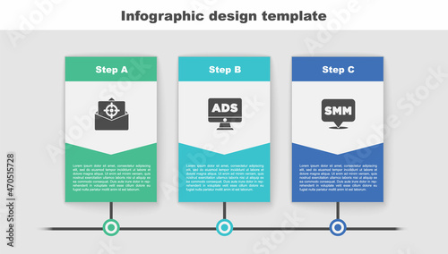 Set Mail and e-mail, Advertising and Social media marketing. Business infographic template. Vector