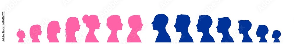 Human life chart and marriage. Colorful silhouettes	