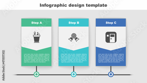 Set Pencil case stationery, Medal and School classroom. Business infographic template. Vector