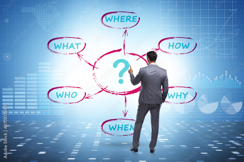 Concept of many questions with businessman Concept of many questions with businessman