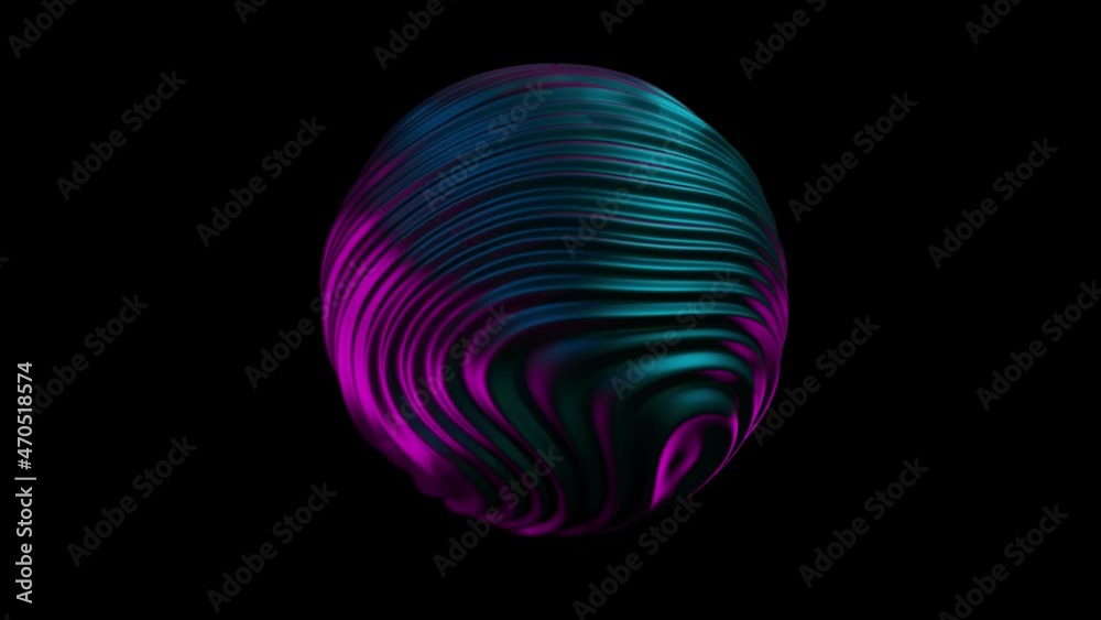 Liquid Sphere 3d animation with blue purple light. Abstract morphing ...
