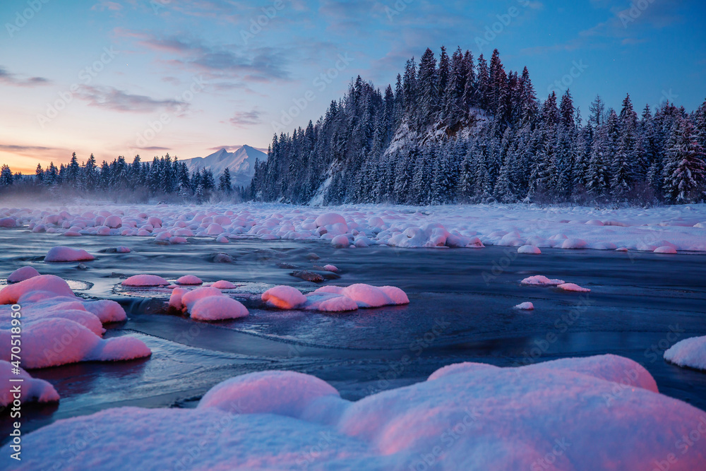 winter landscape with mountains