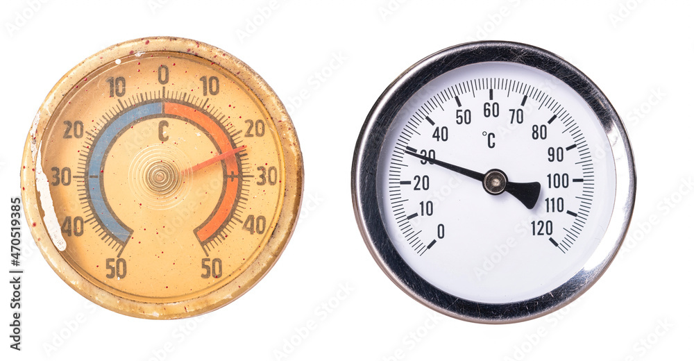 Thermometer for measuring the temperature old and new on an isolated background. Thermometer for measuring the temperature old and new on an isolated background.