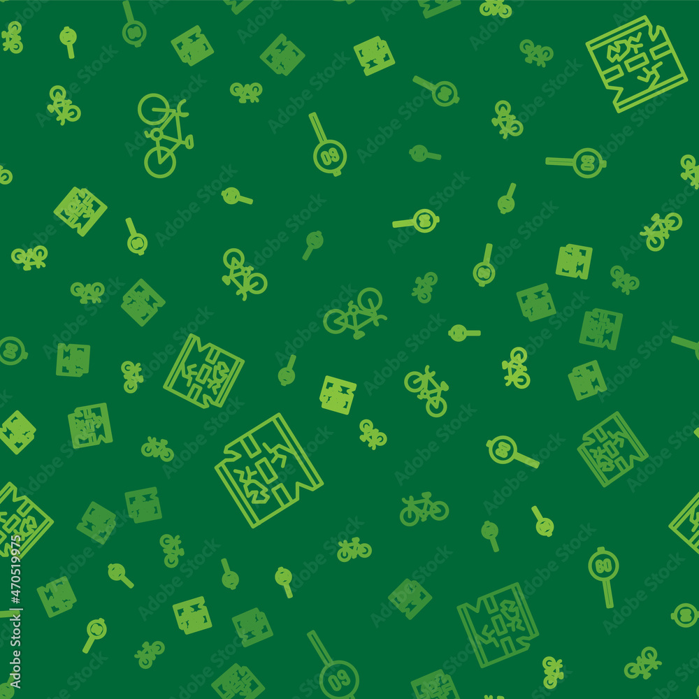 Set line Bicycle, Broken road and Speed limit traffic on seamless pattern. Vector Set line Bicycle, Broken road and Speed limit traffic on seamless pattern. Vector