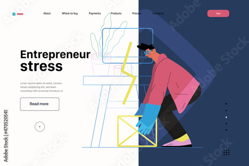 Startup illustration, website landing template. Concept of building new business