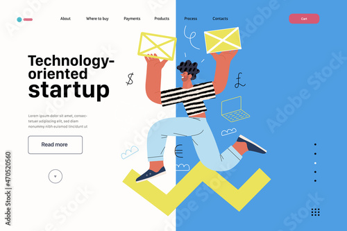 Startup illustration, website landing template. Concept of building new business
