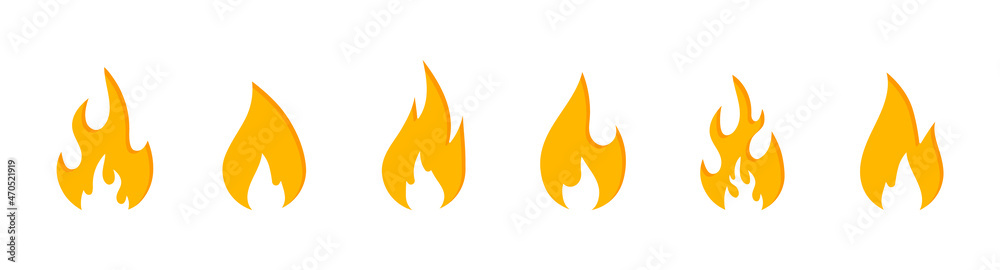 Fiery flame icon set. Fire vector icons. Hot flaming elements. Campfire pictogram. Simple icons. Design elements collection. Fiery flame icon set. Fire vector icons. Hot flaming elements. Campfire pictogram. Simple icons. Design elements collection.