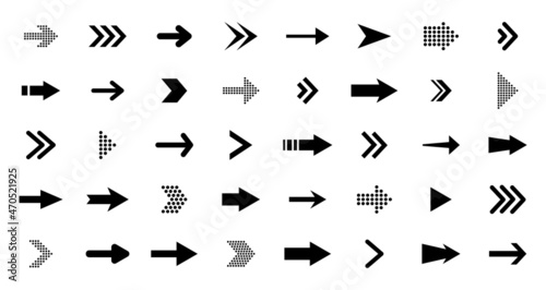 Arrows black icon set. Vector arrow. Collection of different arrows icons. Arrow icon. Cursor  pointer for web design  interface. Vector illustration.